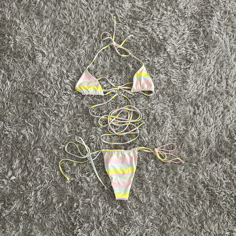 Frankie’s Bikinis Tatum Triangle String Top & Tia Bottom Bikini Set